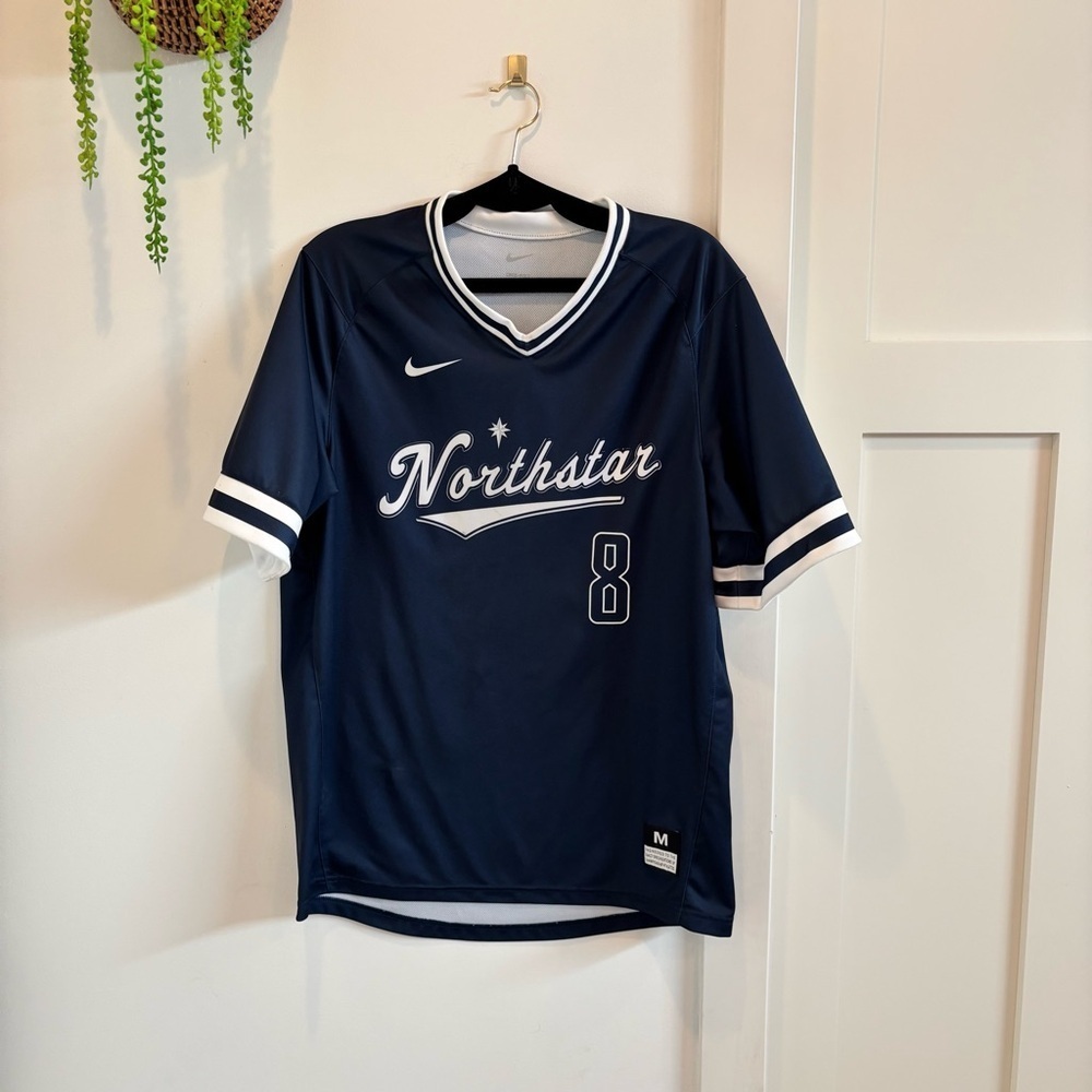 Nike Dri-Fit Northstar Jersey Navy #8 Size Medium Front and Back Graphic